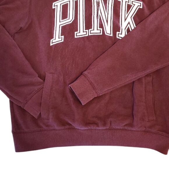 PINK VS 2014 Maroon Red White Logo Quarter Zip Pullover Sweatshirt Medium - Picture 7 of 13
